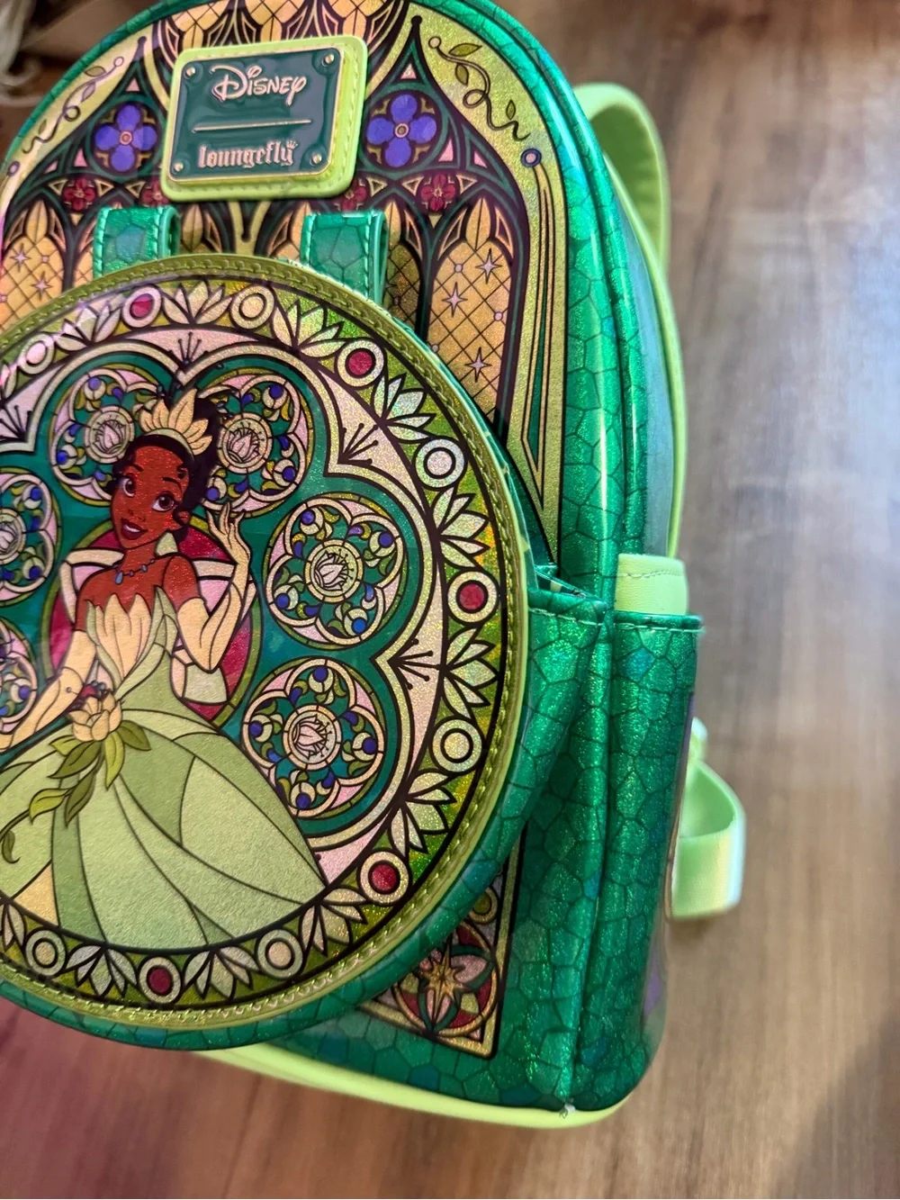 Loungefly Green Disney Tiana Stained-Glass Mini Backpack